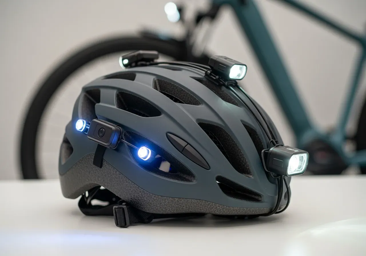 Hjälmbelysning och blinkers för elcykel